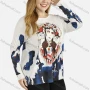 Wholesale Women's Casual Peking Opera Print Round Neck Pullover Knit Top preview