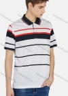 Wholesale Men's Casual Short Sleeve Striped Button Front Polo Shirt - Liuhuamall