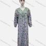 Wholesale Women's Vintage Muslim Long Sleeve Embroidery Button Decor Abaya Dress A3635# preview
