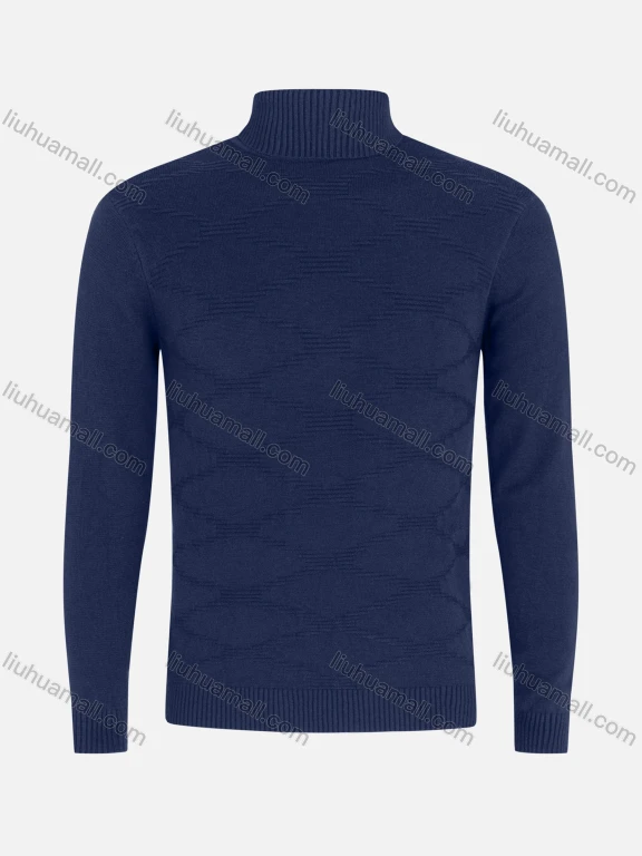 Wholesale Men's Casual Long Sleeve Texture Knit High Neck Plain Sweater
