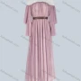 Wholesale Women's Casual Mock Neck Splicing Colorblock Layered Sleeve Zip Back Ruffle Hem Maxi Dress With Belt preview