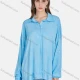 Wholesale Women's Casual Plain Collared Long Sleeve Sequin Button Front Tunic BLY1126# Blue Clothing Wholesale Market Liuhua