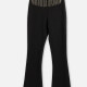 Women's Casual Plain Elastic Waist Rhinestone Tassel Decor Flare Leg Pants 3# Black Clothing Wholesale Market -LIUHUA