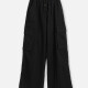 Women's Casual Plain Drawstring Multiple Pockets Elastic Waist Wide Leg Cargo Pants 4# Black Clothing Wholesale Market -LIUHUA