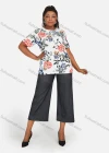 Wholesale Women's Floral Print Round Neck Short Sleeve Casual T-Shirt - Liuhuamall