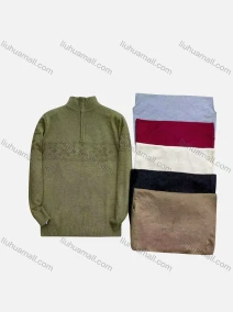 Wholesale Men's Casual Long Sleeve Quarter Zipper Texture Knit Sweater, LIUHUA CLOTHING WHOLESALE