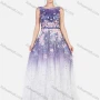 Wholesale Women's Elegant Appliques Sleeveless 3D Floral Guipure Lace Gradient Floor Length Evening Dress preview