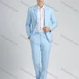 Wholesale Men's Linen Casual Slim Fit Lapel Plain Two Buttons Pocket 2 Pieces Suit Set preview