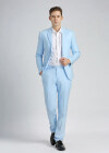 Wholesale Men's Linen Casual Slim Fit Lapel Plain Two Buttons Pocket 2 Pieces Suit Set - Liuhuamall