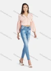 Wholesale Women's Casual Plain V Neck Ruched Button Down Long Sleeve Crop Blouse - Liuhuamall