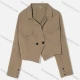 Wholesale Women's Fashion Lapel Long Sleeve Asymmetrical Hem Plain Crop Blazer Brown Clothing Wholesale Market Liuhua