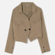 Women's Fashion Lapel Long Sleeve Asymmetrical Hem Plain Crop Blazer Brown Clothing Wholesale Market -LIUHUA