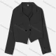 Wholesale Women's Fashion Lapel Long Sleeve Asymmetrical Hem Plain Crop Blazer Black Clothing Wholesale Market Liuhua