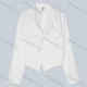 Wholesale Women's Fashion Lapel Long Sleeve Asymmetrical Hem Plain Crop Blazer White Clothing Wholesale Market Liuhua