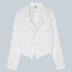 Women's Fashion Lapel Long Sleeve Asymmetrical Hem Plain Crop Blazer White Clothing Wholesale Market -LIUHUA