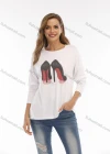 Wholesale Women's Drop Shoulder Pattern Long Sleeve Oversized Tee - Liuhuamall