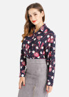 Wholesale Women's Stand Collar Baroque Polka Dot Print Shirt - Liuhuamall
