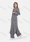 Wholesale Women's Plain Stand Collar Long Sleeve Buttons Down Flap Pockets Long Trench Coat & Pants 2 Piece Uniform Set W2045# - Liuhuamall