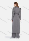 Wholesale Women's Plain Stand Collar Long Sleeve Buttons Down Flap Pockets Long Trench Coat & Pants 2 Piece Uniform Set W2045# - Liuhuamall