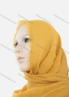 Wholesale Women's Autumn Yellow Plain Raw Edge Cotton Hijab Scarf - Liuhuamall