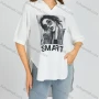 Wholesale Women's Casual Collared High-low Hem Figure And Leaf Print Loose Fit Half Sleeve Blouse 600# preview