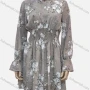 Wholesale Women's Casual Ruffle Neck Poet Sleeve Floral Print Shired Short Dress preview