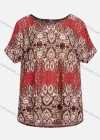 Wholesale Women's Vintage V Neck Short Sleeve Folk Art Floral Top 1803# - Liuhuamall