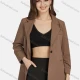 Wholesale Women's Business Plain Lapel One Button Long Sleeve Suit Jacket Chamoisee Clothing Wholesale Market Liuhua