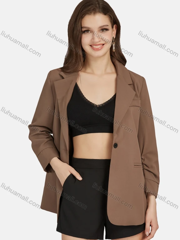 Wholesale Women's Business Plain Lapel One Button Long Sleeve Suit Jacket