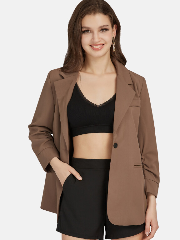Women's Business Plain Lapel One Button Long Sleeve Suit Jacket, Clothing Wholesale Market -LIUHUA, WOMEN, Suits-Blazers