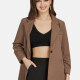 Women's Business Plain Lapel One Button Long Sleeve Suit Jacket Chamoisee Clothing Wholesale Market -LIUHUA