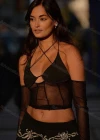 Wholesale Women's Sexy Long Sleeve Halter Backless Cutout Mesh Semi-sheer Plain Crop Top Q22TP1462# - Liuhuamall