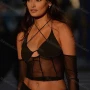 Wholesale Women's Sexy Long Sleeve Halter Backless Cutout Mesh Semi-sheer Plain Crop Top Q22TP1462# preview