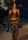 Wholesale Women's Sexy Long Sleeve Halter Backless Cutout Mesh Semi-sheer Plain Crop Top Q22TP1462# - Liuhuamall
