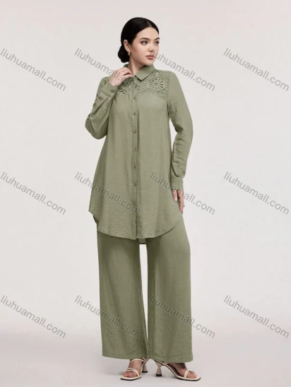 Wholesale Basic Casual Versatile Two-Piece Set with Lace Embroidery on the Chest, Spring and Summer Edition