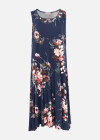 Wholesale Women's Casual Sleeveless Round Neck Floral Print Pleated Midi Dress - Liuhuamall