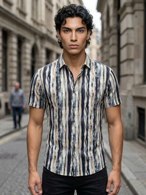 Wholesale 2026 New Arrival Men's Slim Fit Short Sleeve Vertical Striped Printed Shirt (Casual/Dress Style) - Wholesale & In Stock