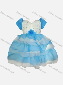 Wholesale Girls Lovely Rhinestone Ruffle Trim Zipper Back Layered Flower Dress & Crop Cardigan Set, LIUHUA CLOTHING WHOLESALE