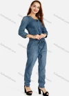 Wholesale Women's Plus Size Casual Round Neck Button Front Top & Straight Leg Pants Denim 2 Piece Set - Liuhuamall