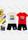 Wholesale Boy's Casual Letter Print Round Neck Short Sleeve Tee & Shorts 2 Piece Set - Liuhuamall