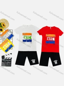 Wholesale Boy's Casual Letter Print Round Neck Short Sleeve Tee & Shorts 2 Piece Set, LIUHUA CLOTHING WHOLESALE