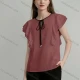 Wholesale Women's Chic Ruffled Blouse Stylish Design with Tie Neck Detail and Contrast Trim Brick Red Clothing Wholesale Market Liuhua