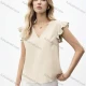 Wholesale Women's V-Neck Blouse Elegant Design with Ruffled Sleeve Apricot Clothing Wholesale Market Liuhua