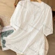 Wholesale Women's Delicate Eyelet Blouse Button-Up Design with Embroidered Floral Patterns White Clothing Wholesale Market Liuhua