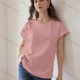Wholesale Women's Classic Short Sleeve Top Minimalist Design with Subtle Embroidery Details Pink Clothing Wholesale Market Liuhua