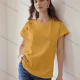 Wholesale Women's Classic Short Sleeve Top Minimalist Design with Subtle Embroidery Details Yellow Clothing Wholesale Market Liuhua