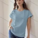 Wholesale Women's Classic Short Sleeve Top Minimalist Design with Subtle Embroidery Details Light Blue Clothing Wholesale Market Liuhua