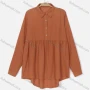 Wholesale Women's Stand Collar Long Sleeve Button Up Peplum Hem Blouse preview