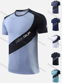 Wholesale Men's Quick Dry Comfy Workout Colorblock Slogan Athletic T-Shirt 6711#, LIUHUA CLOTHING WHOLESALE