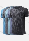 Wholesale Men's Quick Dry Comfy Workout Striped Athletic Short Sleeve Round Neck T-Shirt 7802# - Liuhuamall